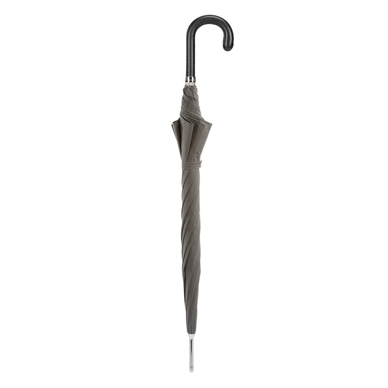 PASOTTI Elegant Grey Umbrella, Leather Handle