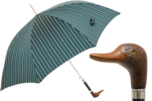 PASOTTI Striped Umbrella with Duck Handle