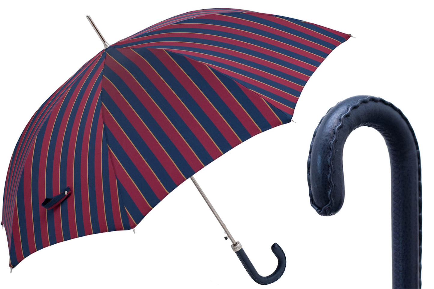 PASOTTI Classic Umbrella with Navy Leather Handle