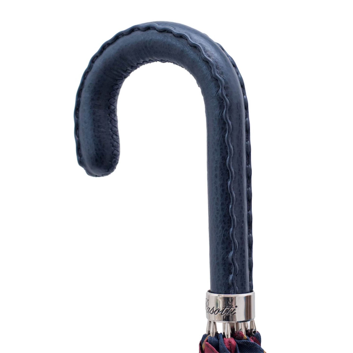 PASOTTI Classic Umbrella with Navy Leather Handle