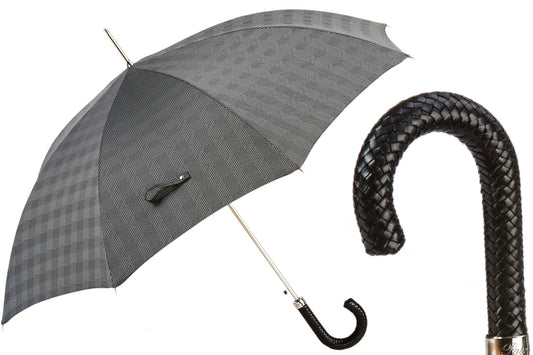 PASOTTI Milford Umbrella with Braided Leather Handle