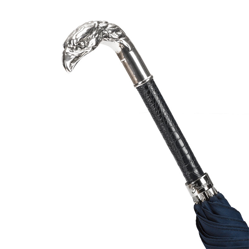 PASOTTI Blue Umbrella, Silver Eagle Handle