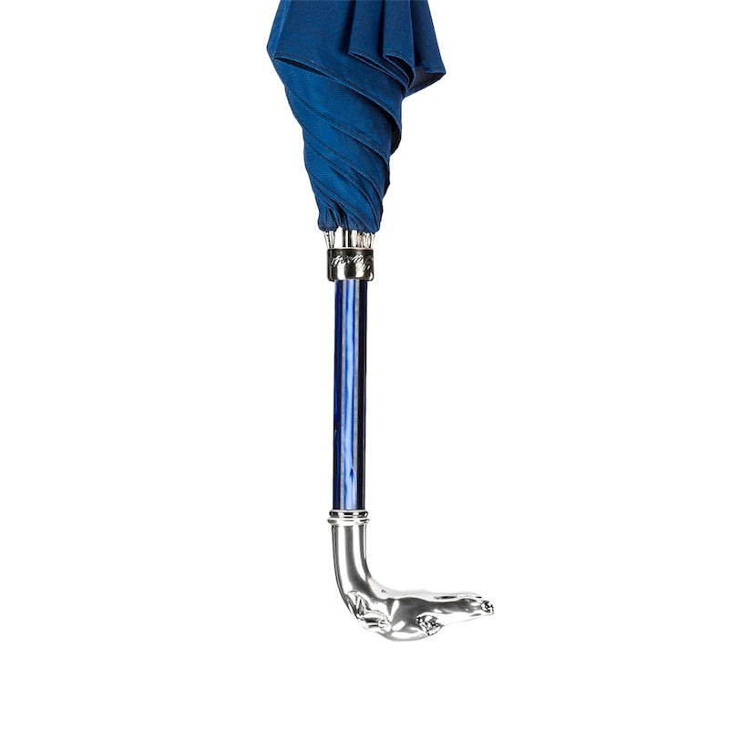 PASOTTI Blue Umbrella, Silver Greyhound Handle