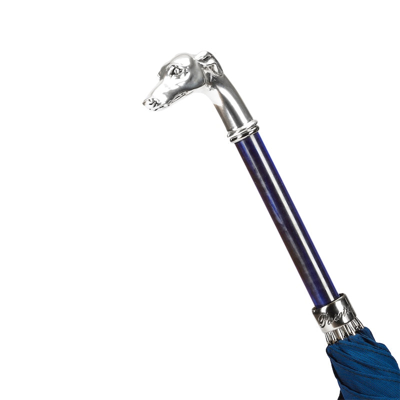 PASOTTI Blue Umbrella, Silver Greyhound Handle