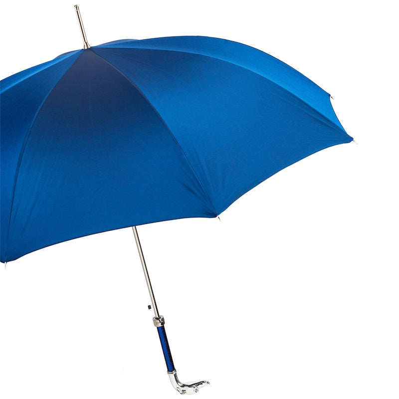 PASOTTI Blue Umbrella, Silver Greyhound Handle