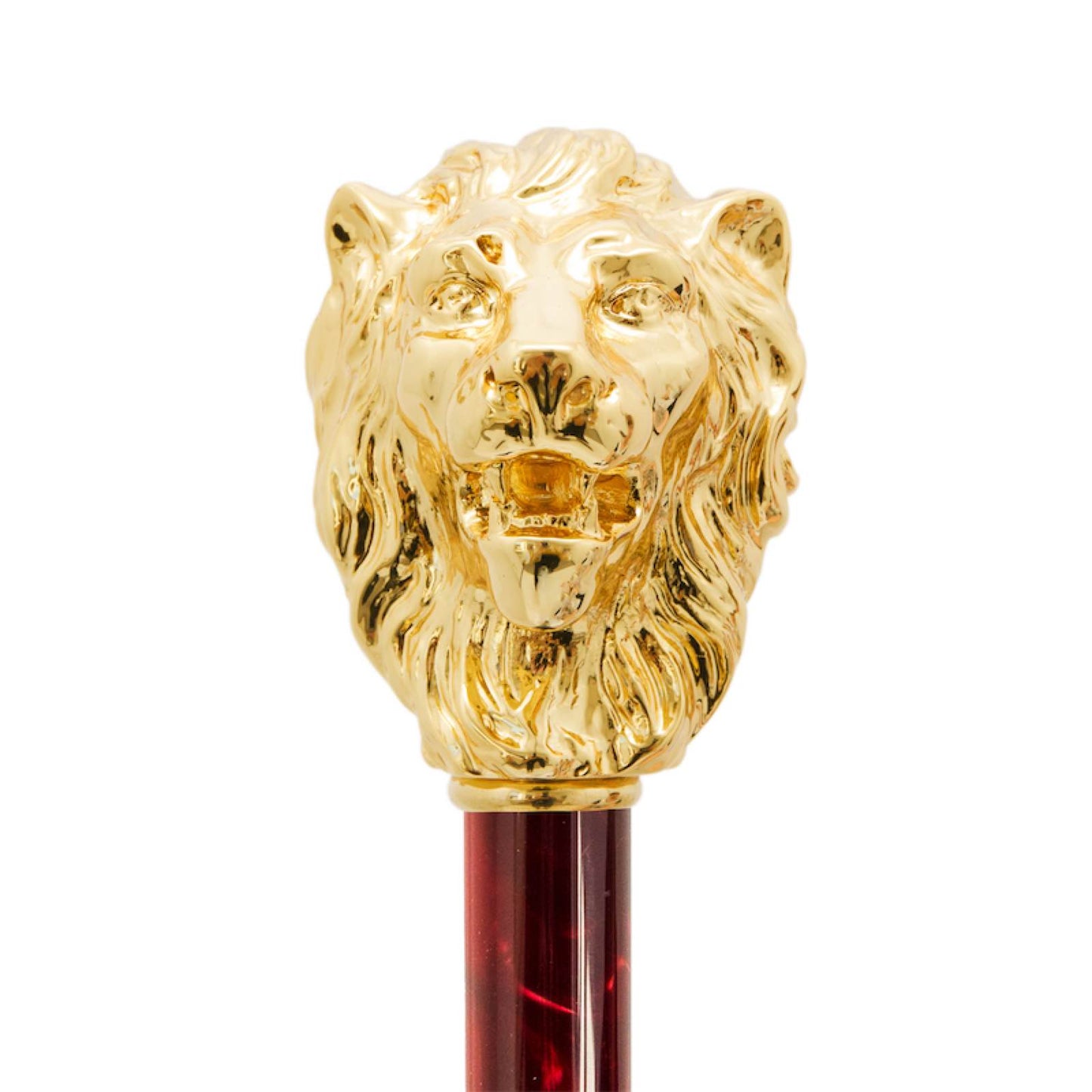 PASOTTI Red Umbrella with Gold Lion Handle, with Case and Ring