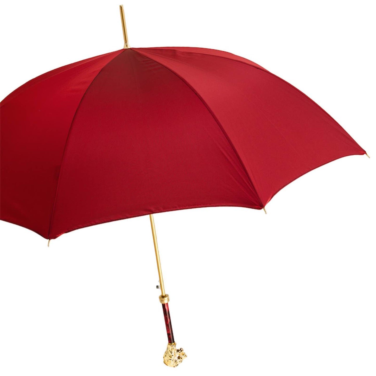 PASOTTI Red Umbrella with Gold Lion Handle, with Case and Ring