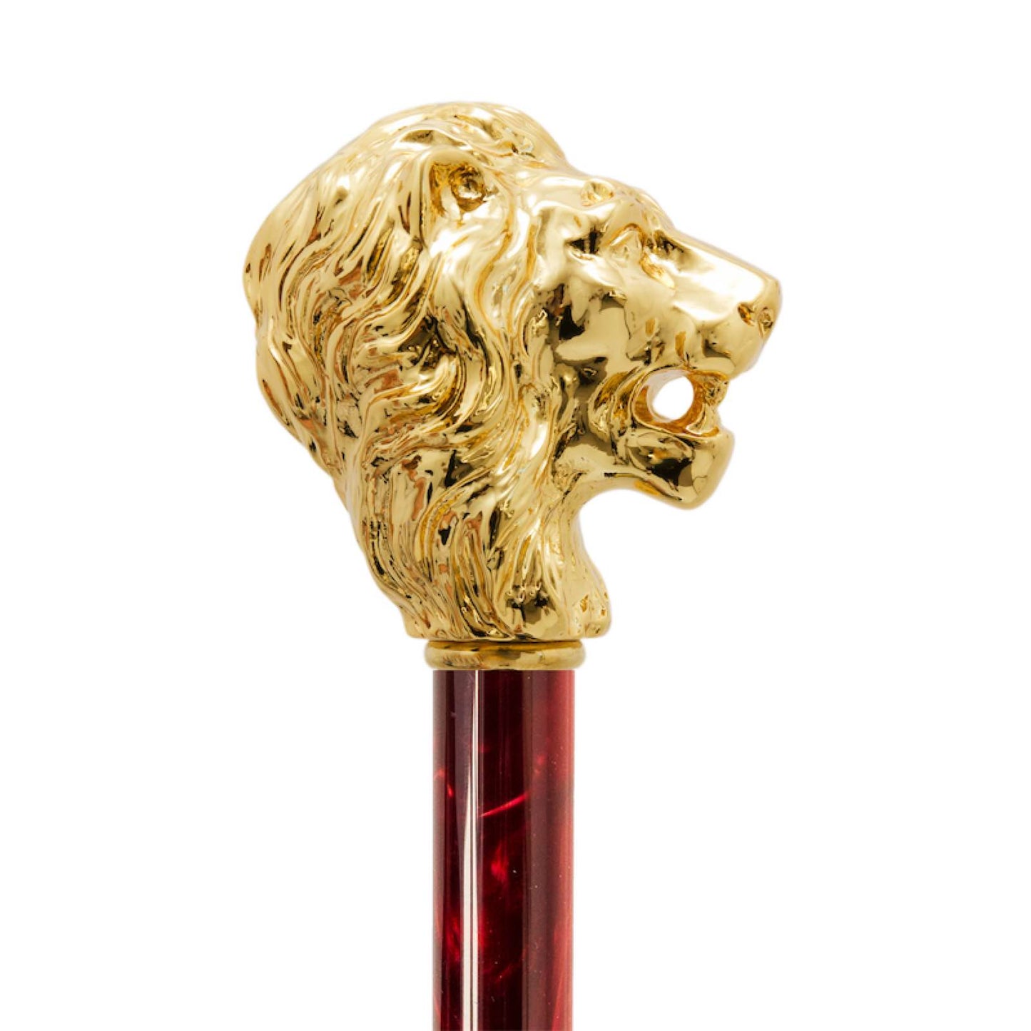 PASOTTI Red Umbrella with Gold Lion Handle, with Case and Ring