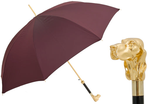 PASOTTI Burgundy Umbrella with Golden Dog