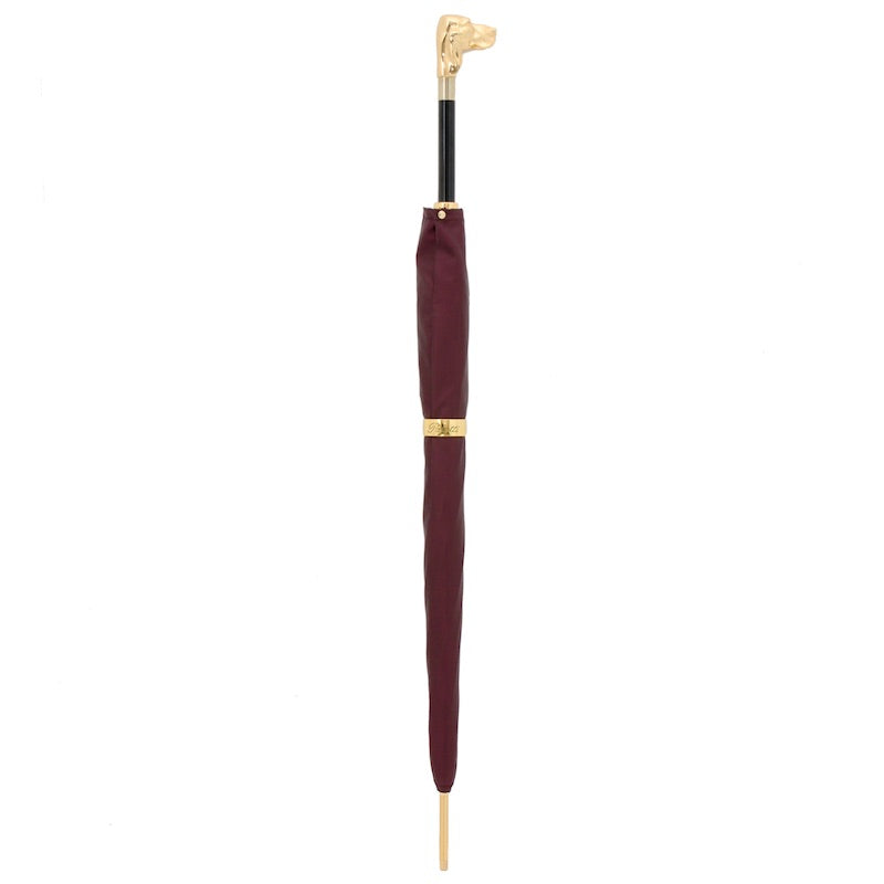 PASOTTI Burgundy Umbrella with Golden Dog