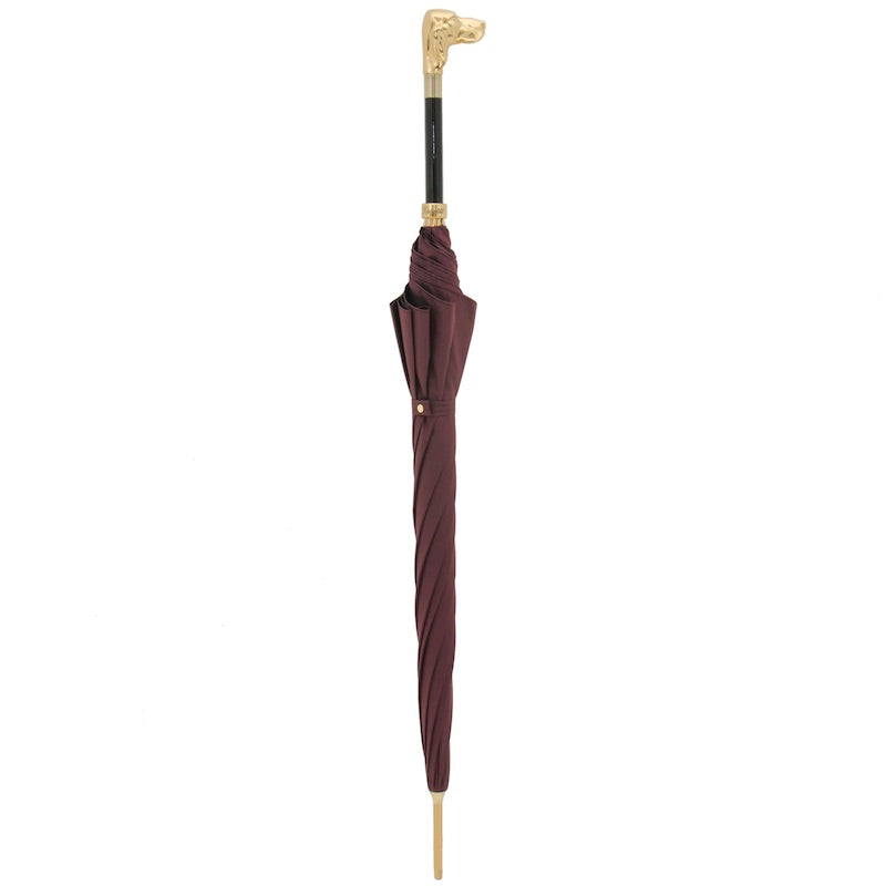 PASOTTI Burgundy Umbrella with Golden Dog