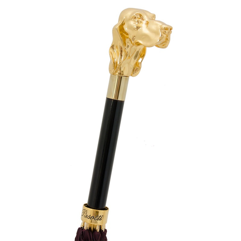 PASOTTI Burgundy Umbrella with Golden Dog