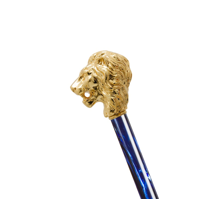 PASOTTI Blue Umbrella with Gold Lion Handle