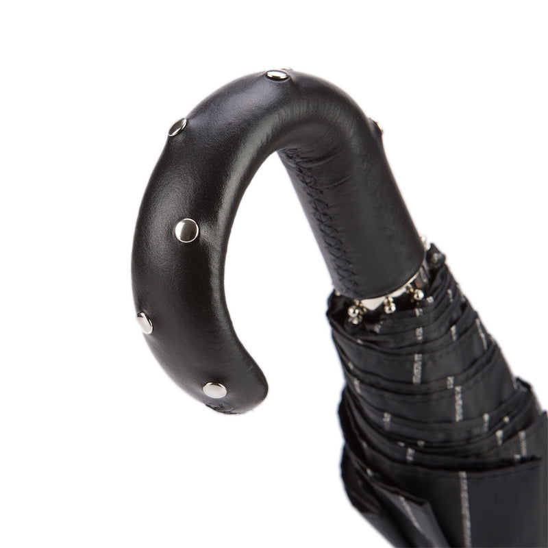 PASOTTI Folding Umbrella with Studs Leather Handle
