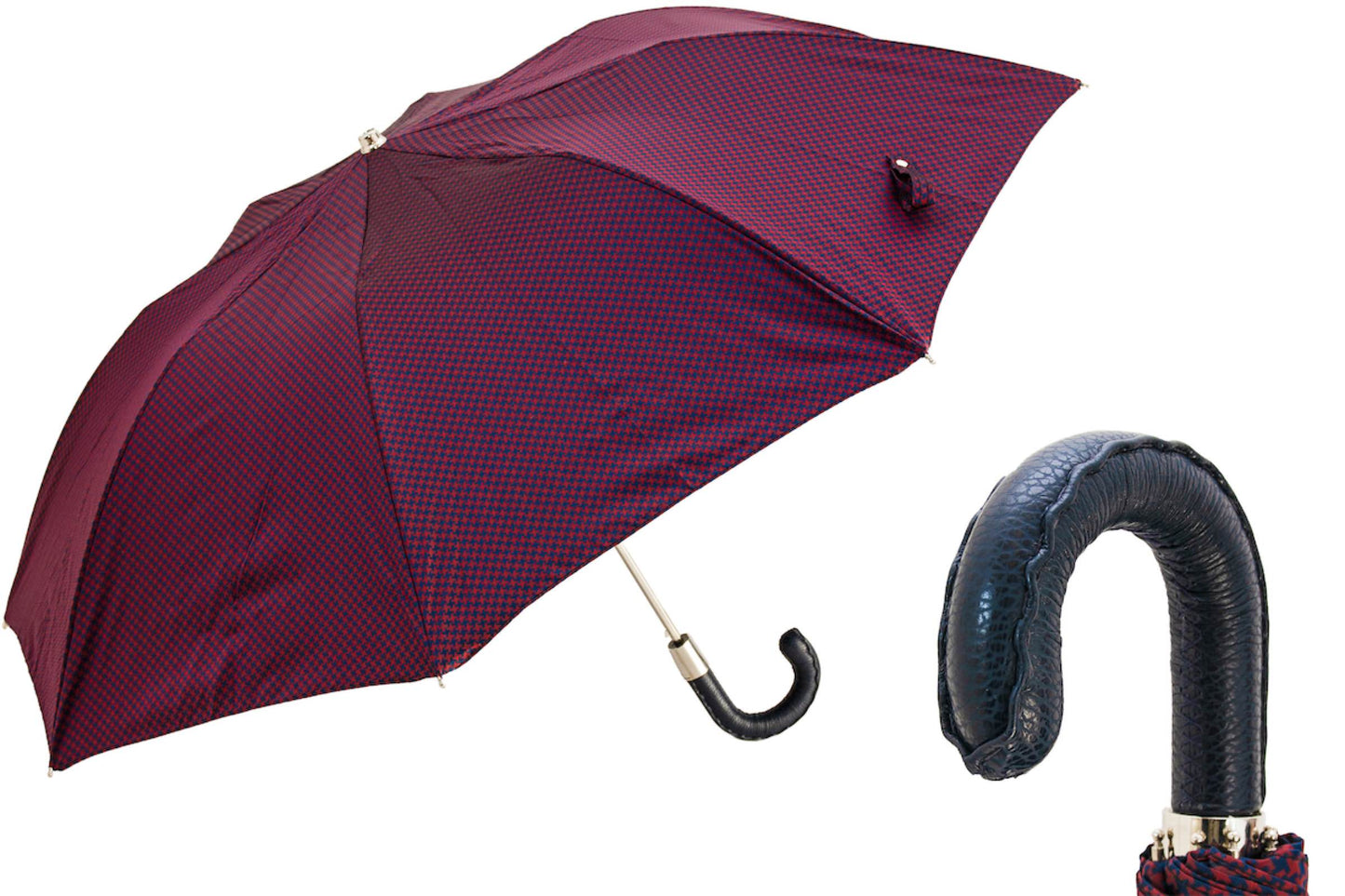 PASOTTI Red & Navy Pied de Poule Folding Umbrella
