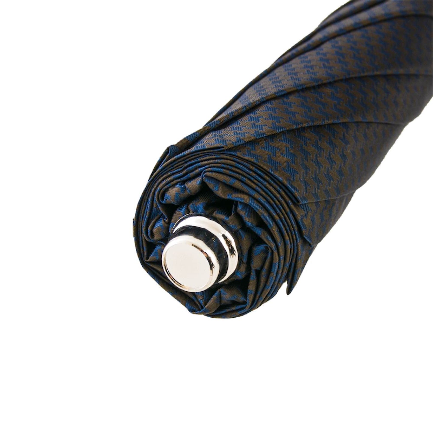 PASOTTI Brown & Navy Folding Umbrella with Ostrich Leather