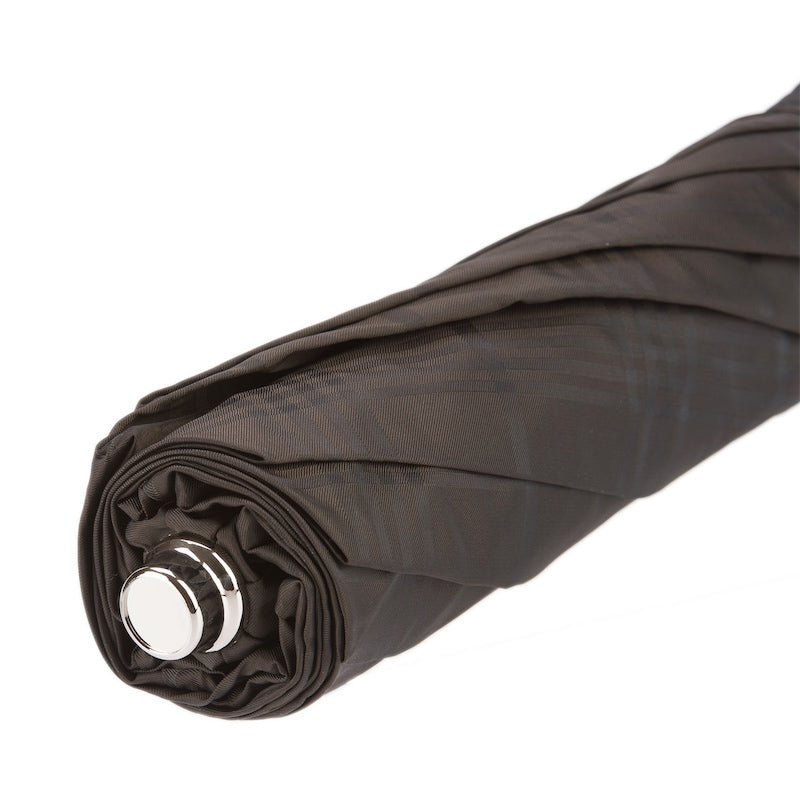 PASOTTI Brown Check Umbrella with Leather Handle