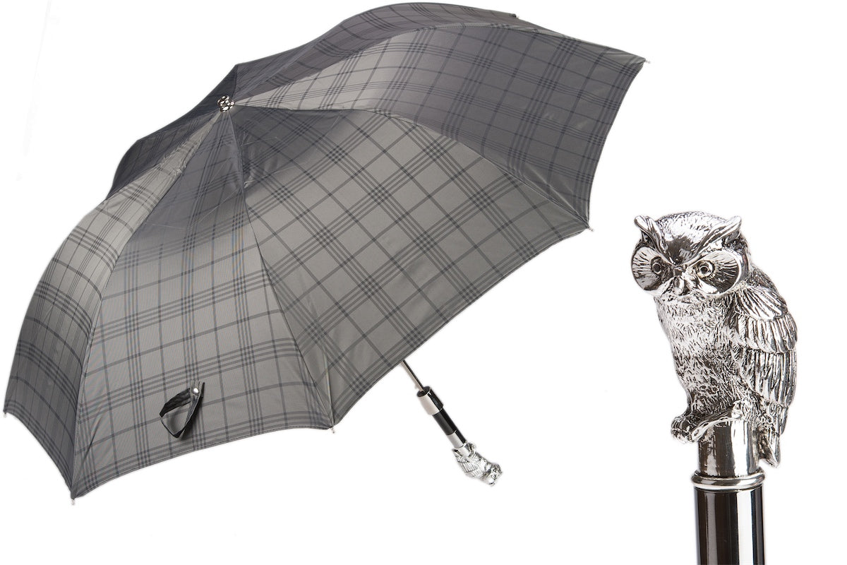 PASOTTI Silver Owl Folding Umbrella