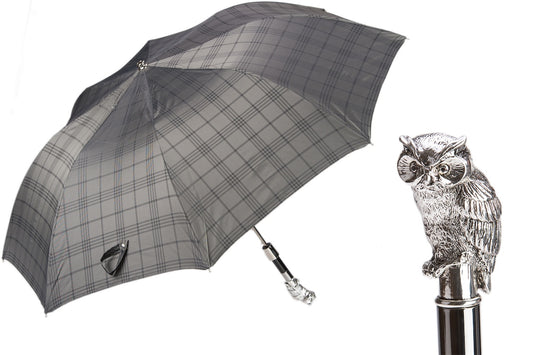 PASOTTI Silver Owl Folding Umbrella