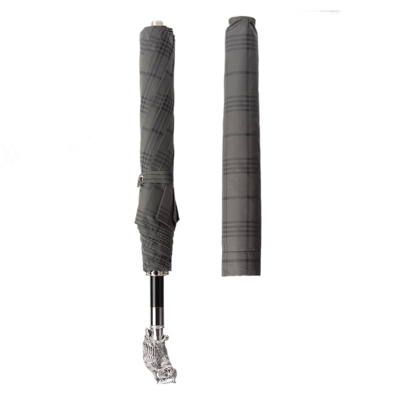 PASOTTI Silver Owl Folding Umbrella