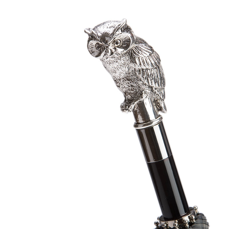PASOTTI Silver Owl Folding Umbrella