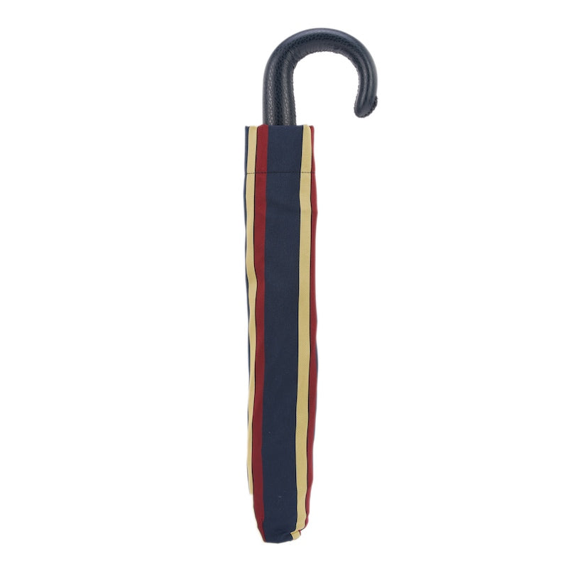 PASOTTI Striped Folding Umbrella, Leather Handle