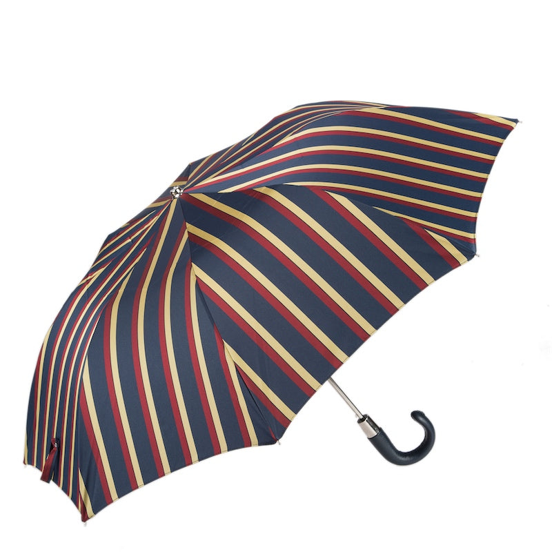 PASOTTI Striped Folding Umbrella, Leather Handle