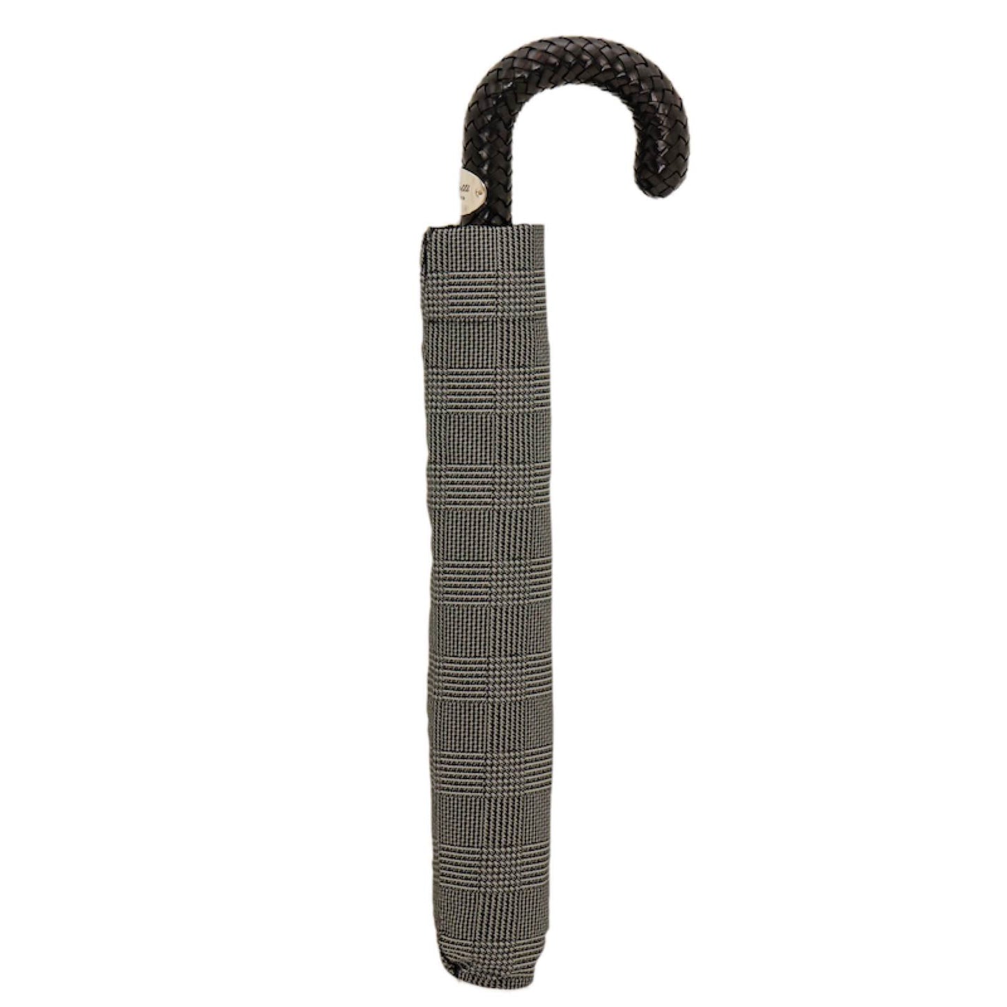 PASOTTI Folding Milford Umbrella with Braided Leather Handle