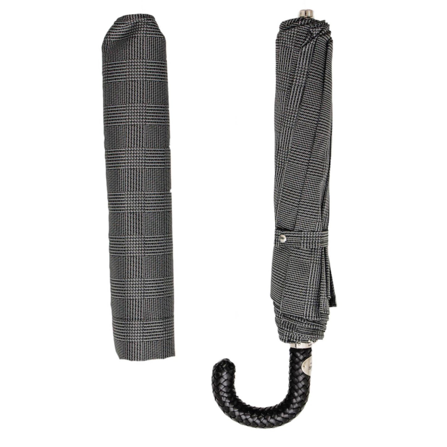 PASOTTI Folding Milford Umbrella with Braided Leather Handle