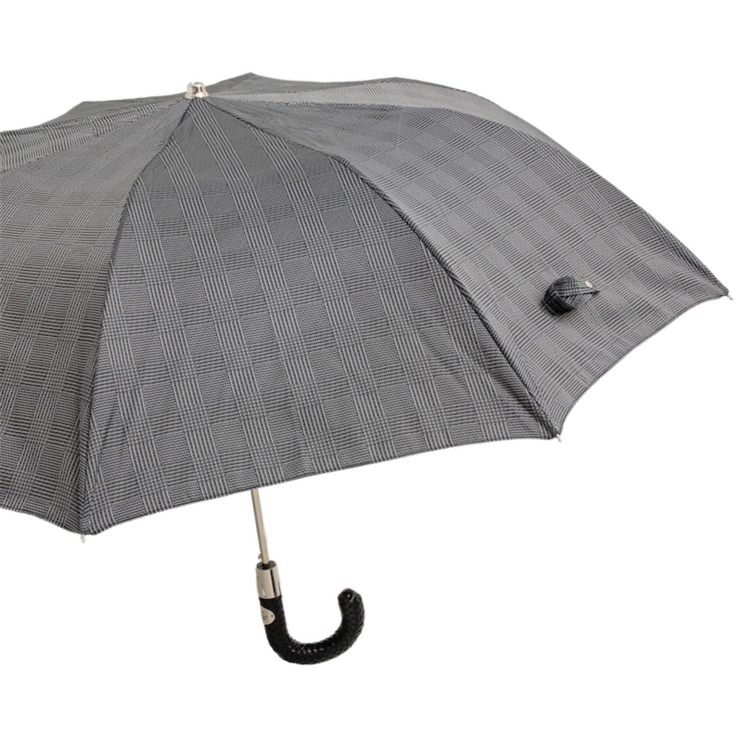 PASOTTI Folding Milford Umbrella with Braided Leather Handle