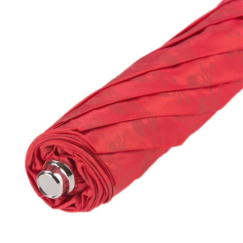 PASOTTI Red Folding Umbrella with Black Skull Handle