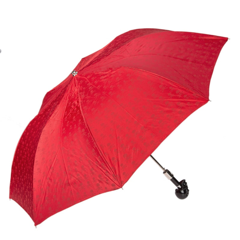 PASOTTI Red Folding Umbrella with Black Skull Handle