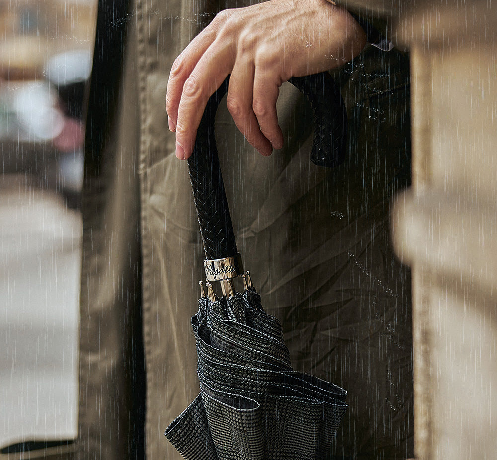 PASOTTI Milford Umbrella with Braided Leather Handle