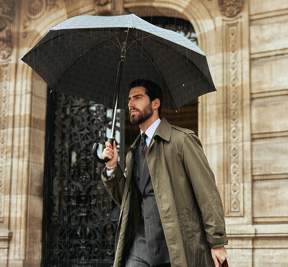 PASOTTI Milford Umbrella with Braided Leather Handle