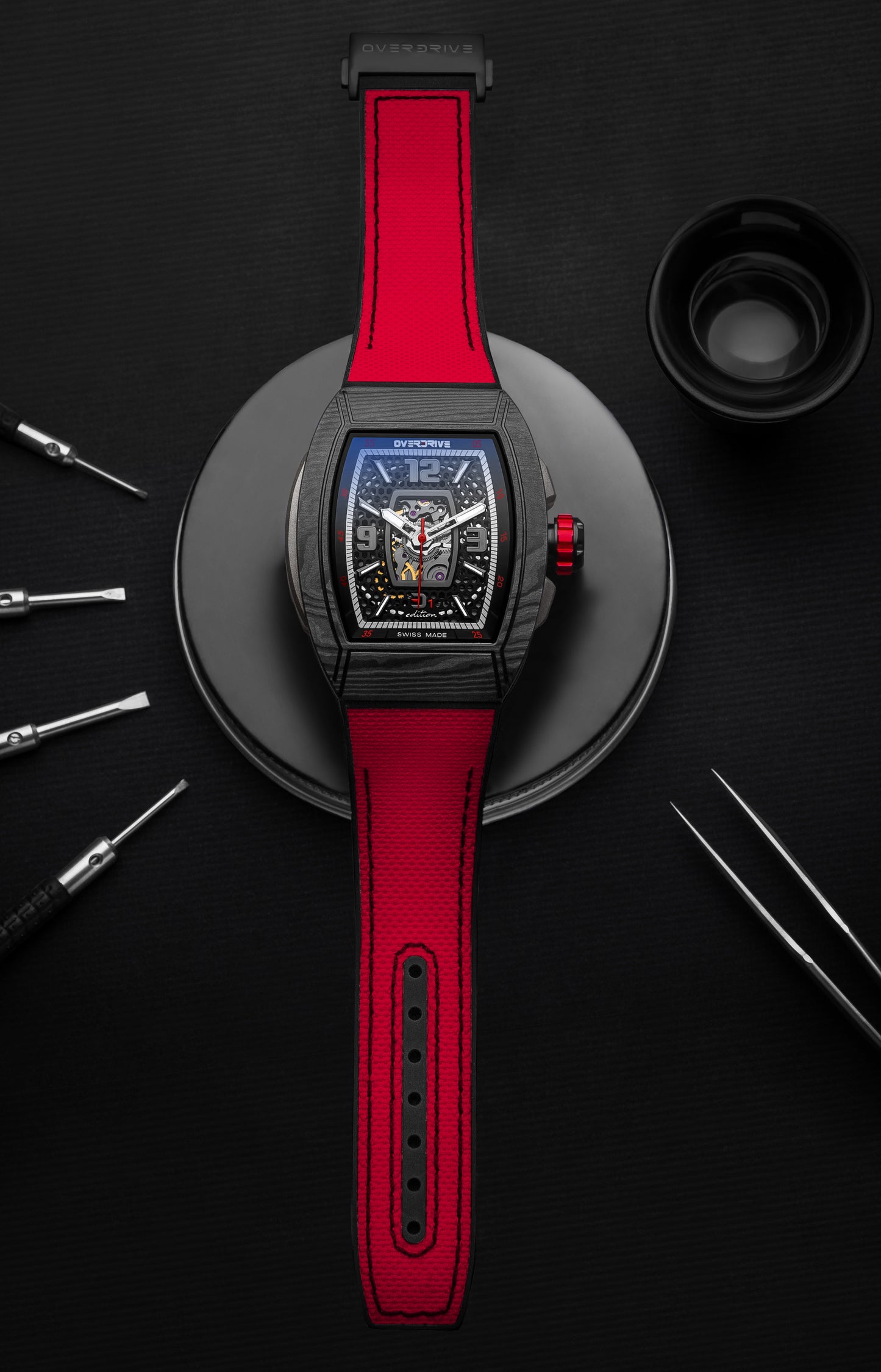 Velocity Ivory White / Red – Overdrive Skeleton Automatic Watch | Titanium & Forged Carbon