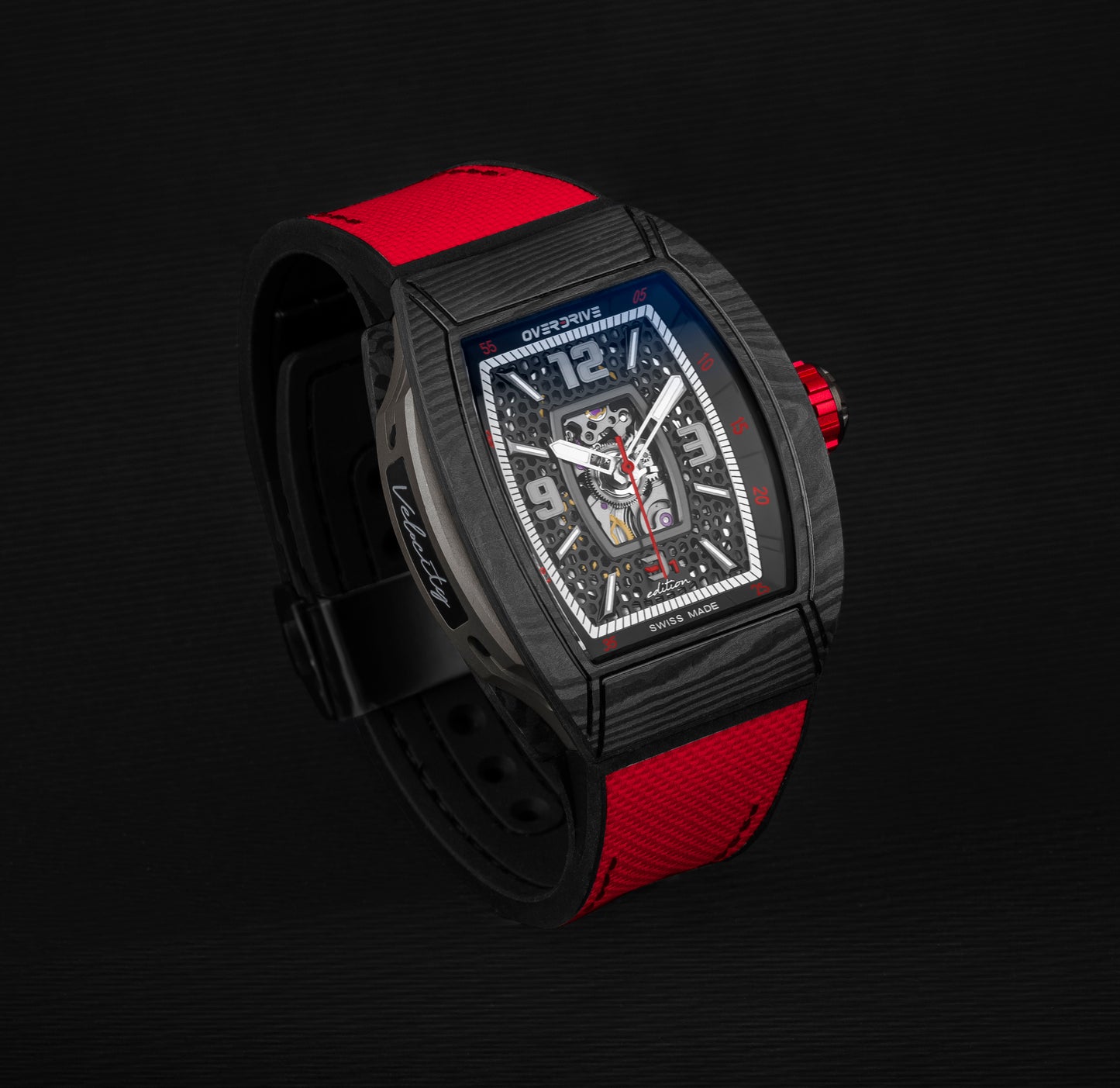 Velocity Ivory White / Red – Overdrive Skeleton Automatic Watch | Titanium & Forged Carbon
