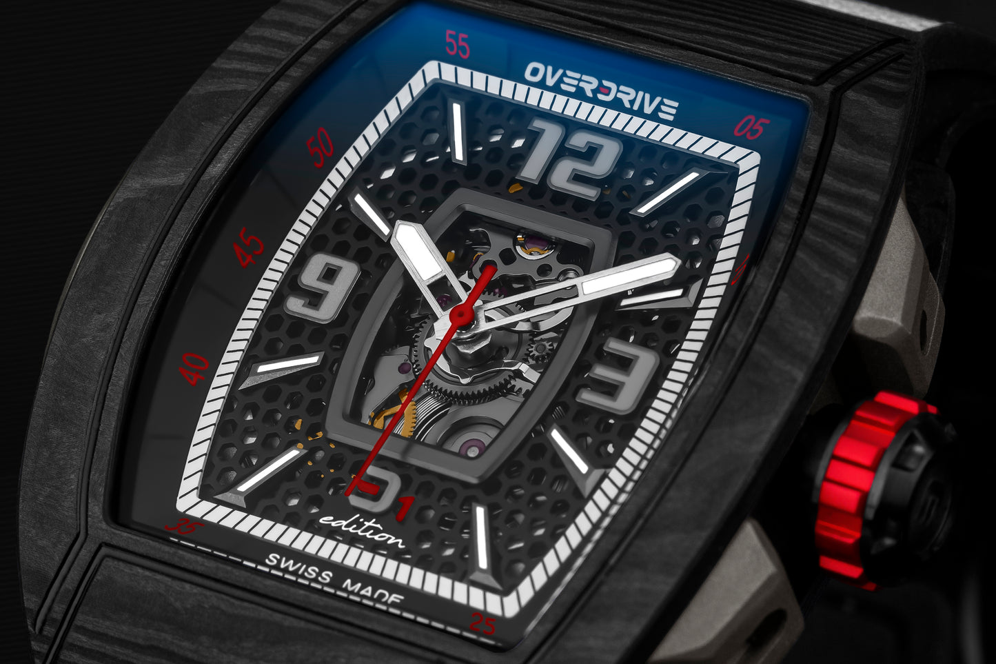 Velocity Ivory White / Red – Overdrive Skeleton Automatic Watch | Titanium & Forged Carbon