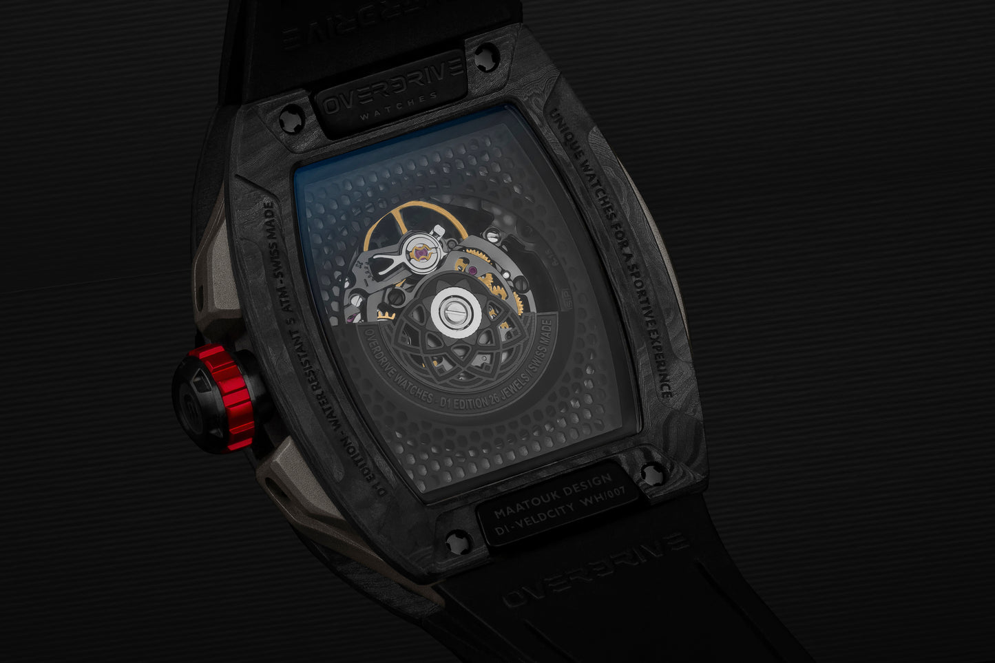 Velocity Ivory White / Red – Overdrive Skeleton Automatic Watch | Titanium & Forged Carbon
