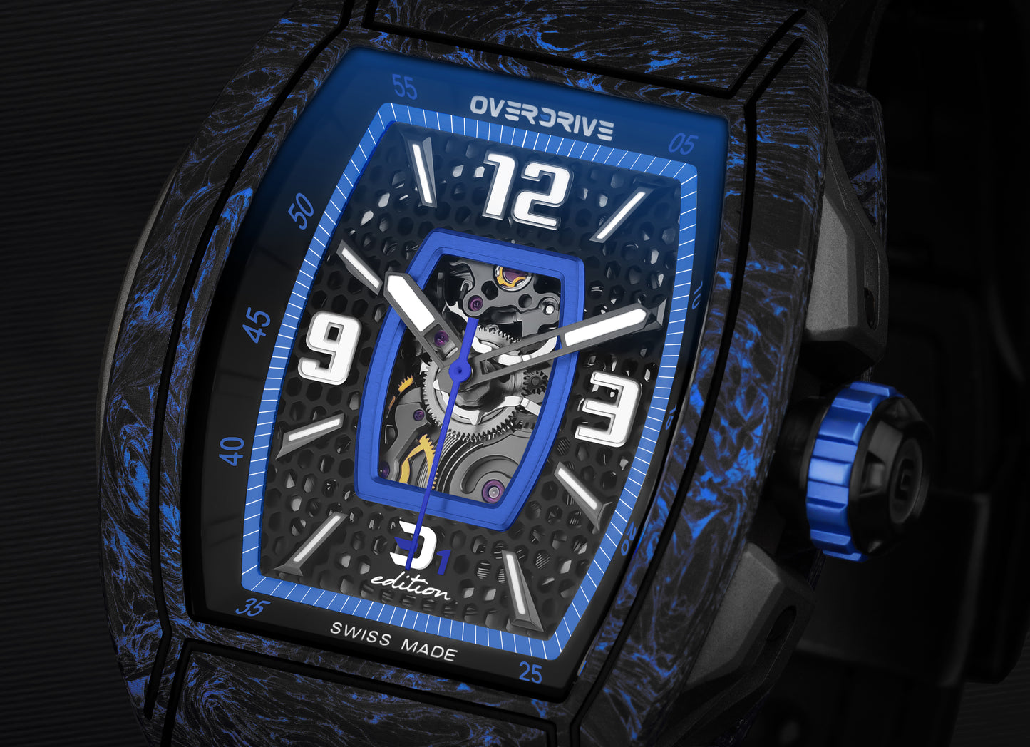 Velocity D1 – Overdrive Skeleton Automatic Admiral Blue Watch | Motorsport-Inspired Luxury