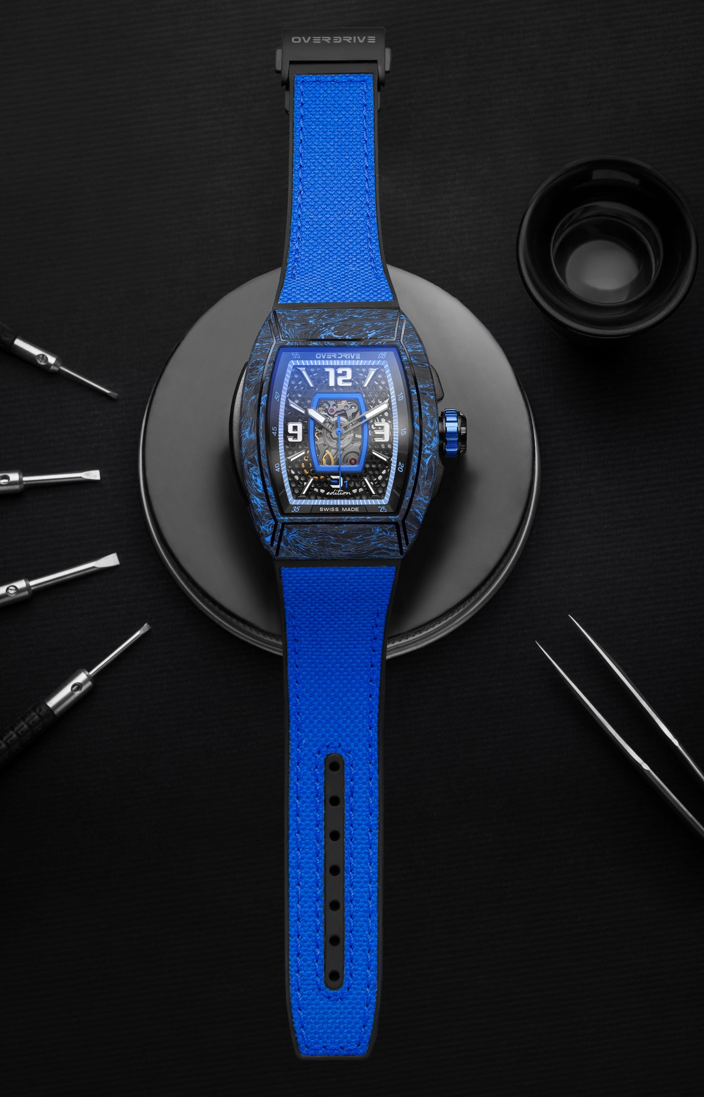 Velocity D1 – Overdrive Skeleton Automatic Admiral Blue Watch | Motorsport-Inspired Luxury