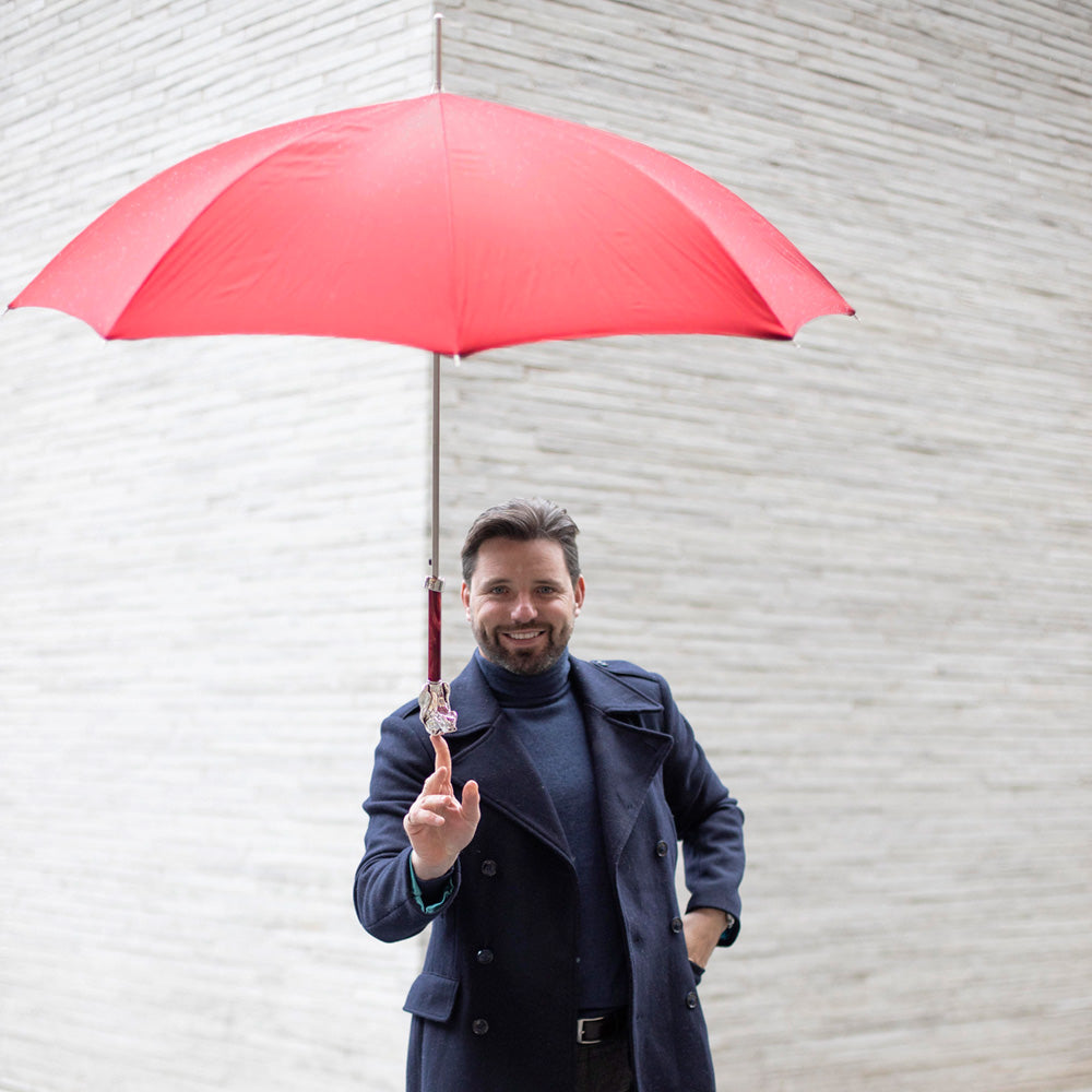PASOTTI Red Umbrella with Silver Hound