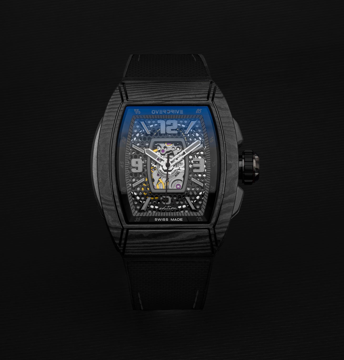 Midnight Black Velocity – Overdrive Skeleton Automatic Watch | Titanium & Forged Carbon