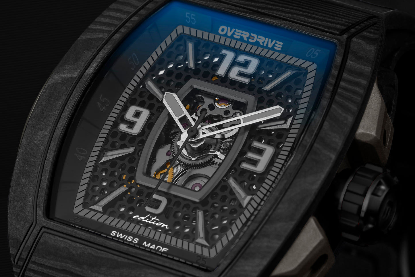 Midnight Black Velocity – Overdrive Skeleton Automatic Watch | Titanium & Forged Carbon