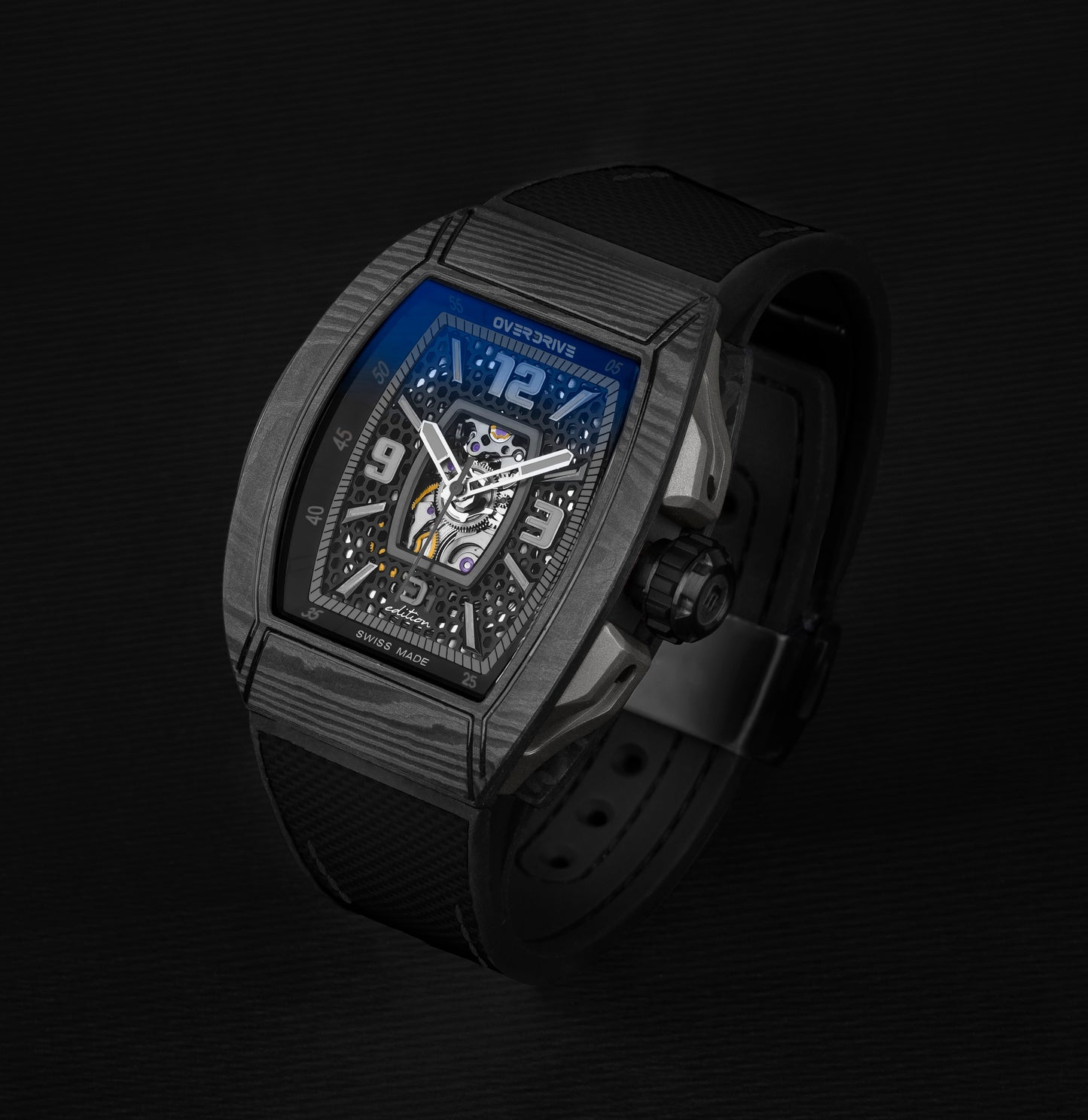 Midnight Black Velocity – Overdrive Skeleton Automatic Watch | Titanium & Forged Carbon