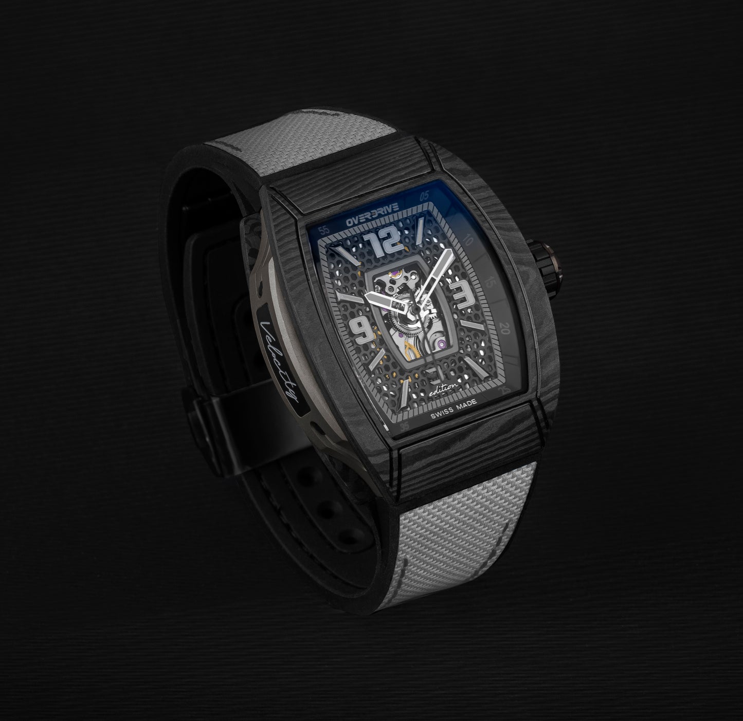 Midnight Black Velocity – Overdrive Skeleton Automatic Watch | Titanium & Forged Carbon