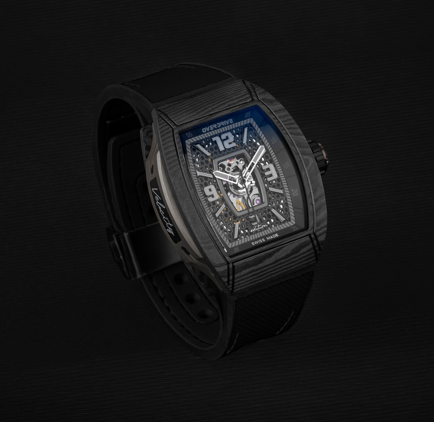 Midnight Black Velocity – Overdrive Skeleton Automatic Watch | Titanium & Forged Carbon