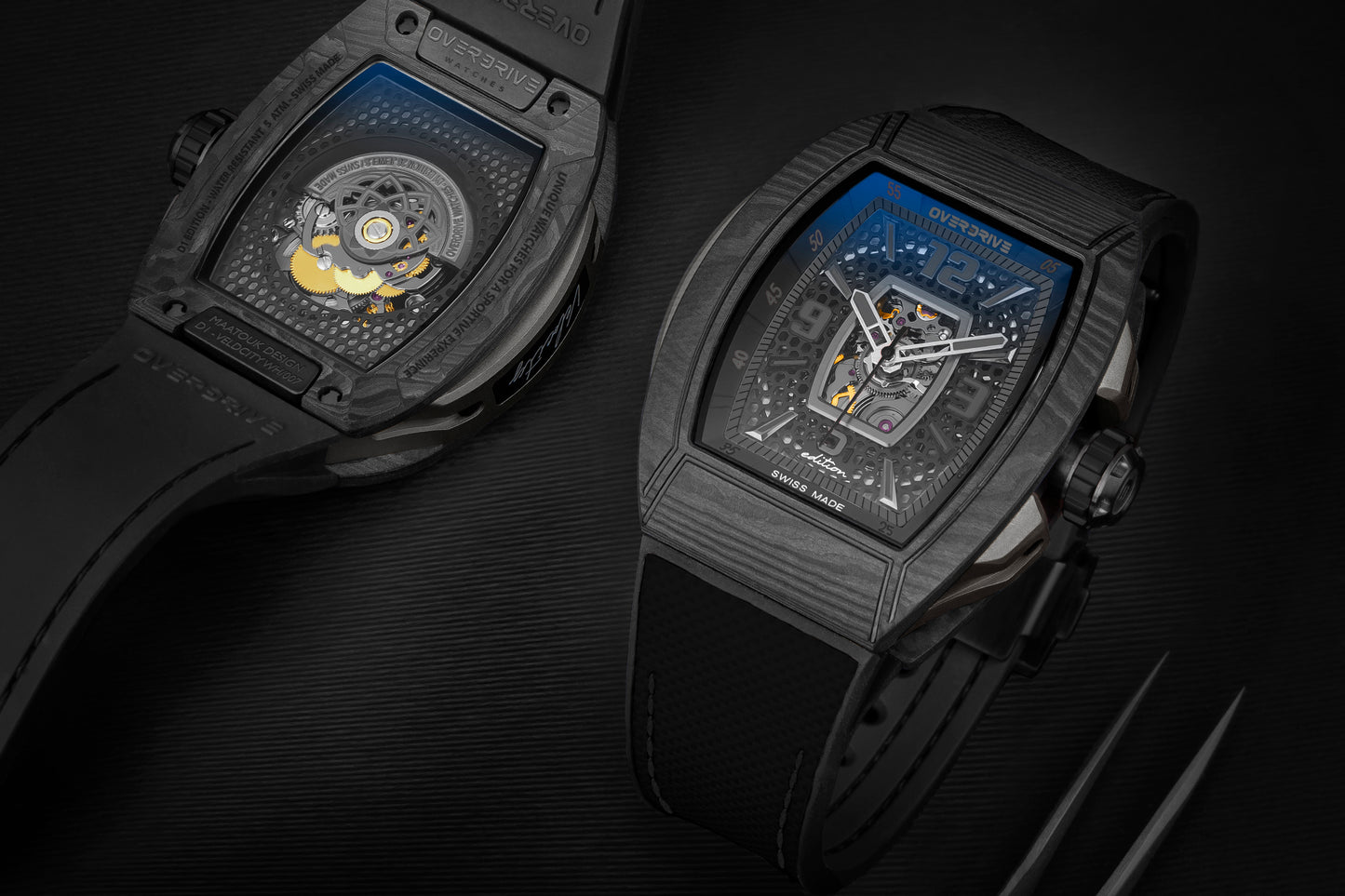 Midnight Black Velocity – Overdrive Skeleton Automatic Watch | Titanium & Forged Carbon