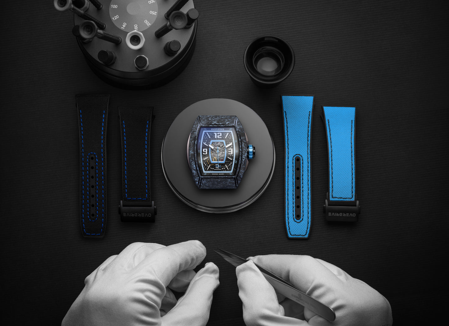 Ozone Blue Velocity – Overdrive Skeleton Automatic Watch | Titanium & Forged Carbon