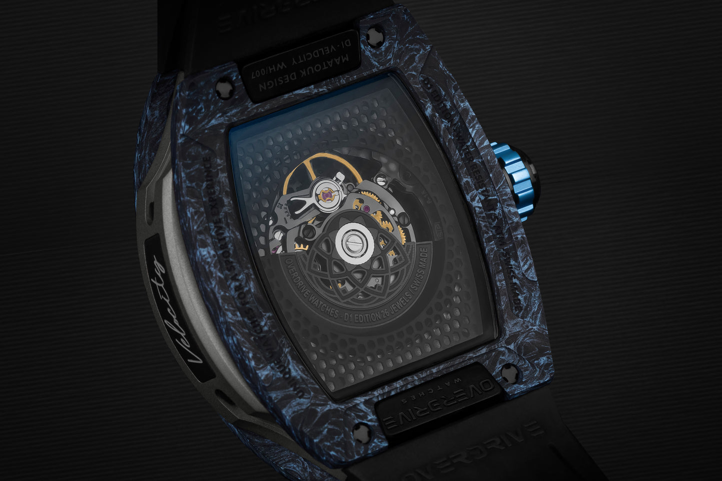 Ozone Blue Velocity – Overdrive Skeleton Automatic Watch | Titanium & Forged Carbon