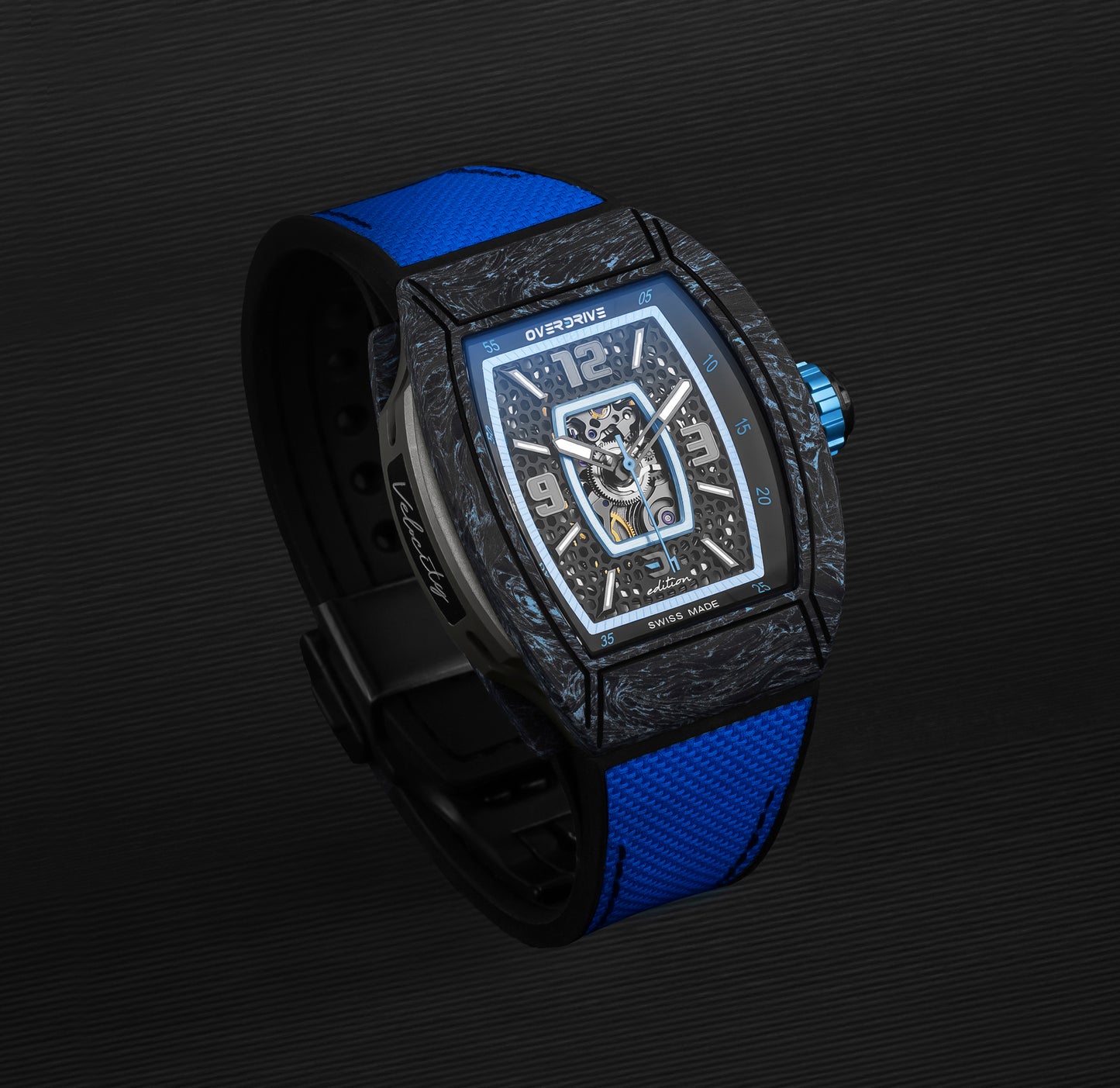 Ozone Blue Velocity – Overdrive Skeleton Automatic Watch | Titanium & Forged Carbon
